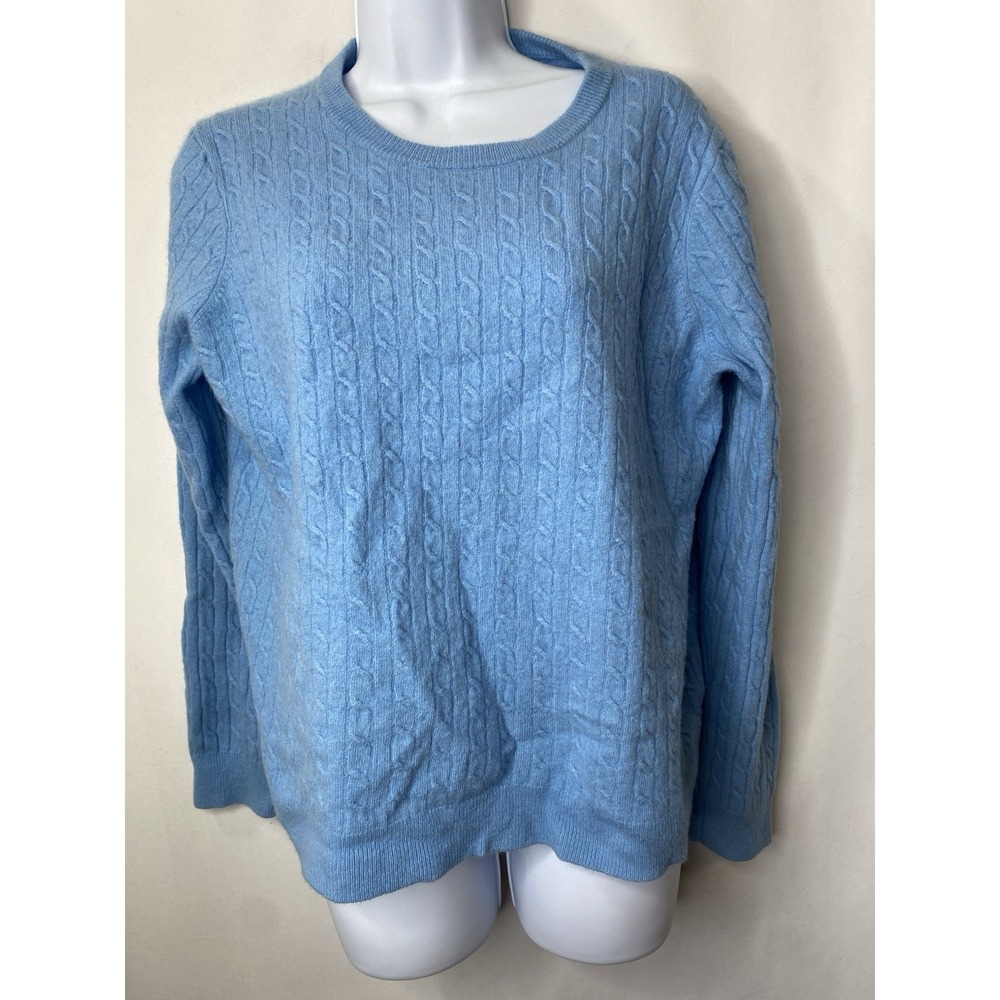 Wool Overs Womens Soft Wool‎ Sweater Size XL Baby Blue Quiet Luxury Preppy Nerdy